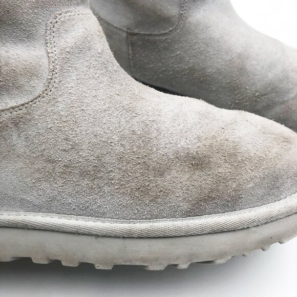 UGG Classic Zip It Mini Gray Fur Lined Suede Boots Womens 8 - Picture 7 of 12